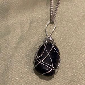 Blue goldstone pendant necklace